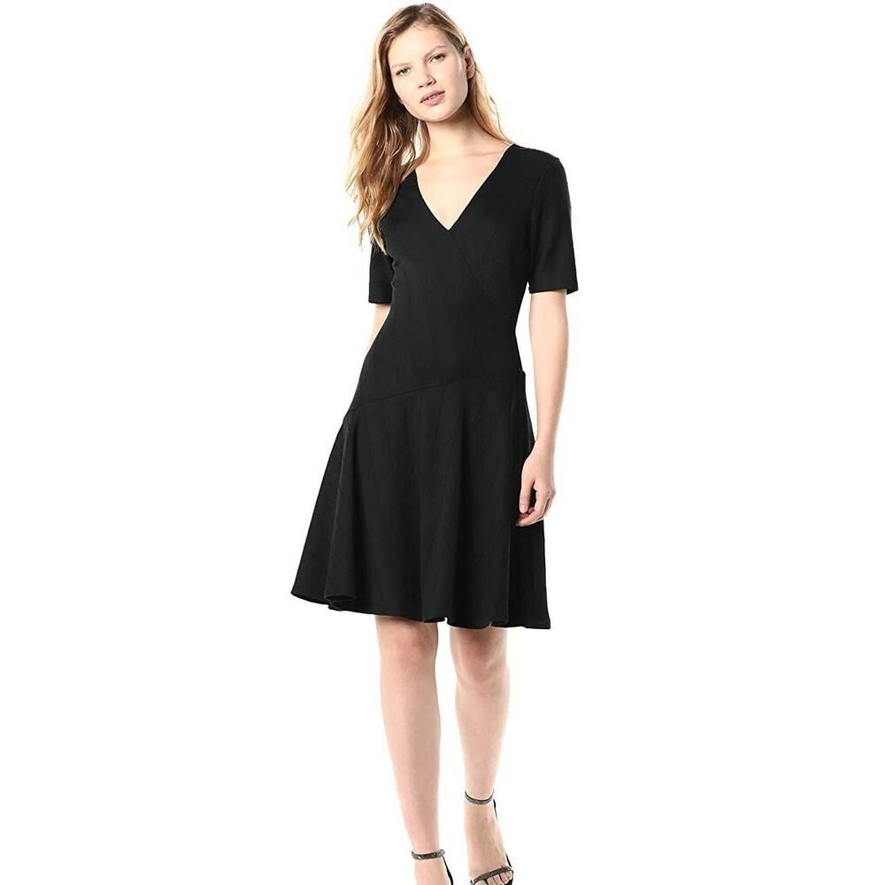 Shoshanna Women's Black Knit Fit & Flare Elinora Dress Size 4